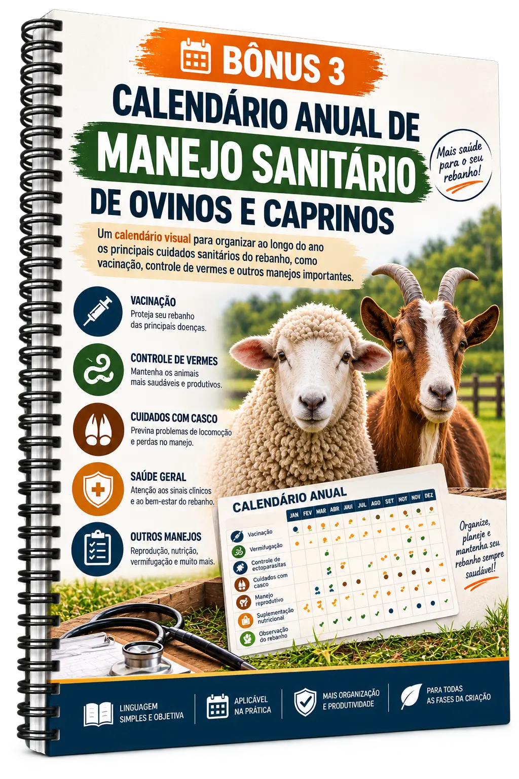Mockup do Calendário Anual de Manejo Sanitário de Ovinos e Caprinos