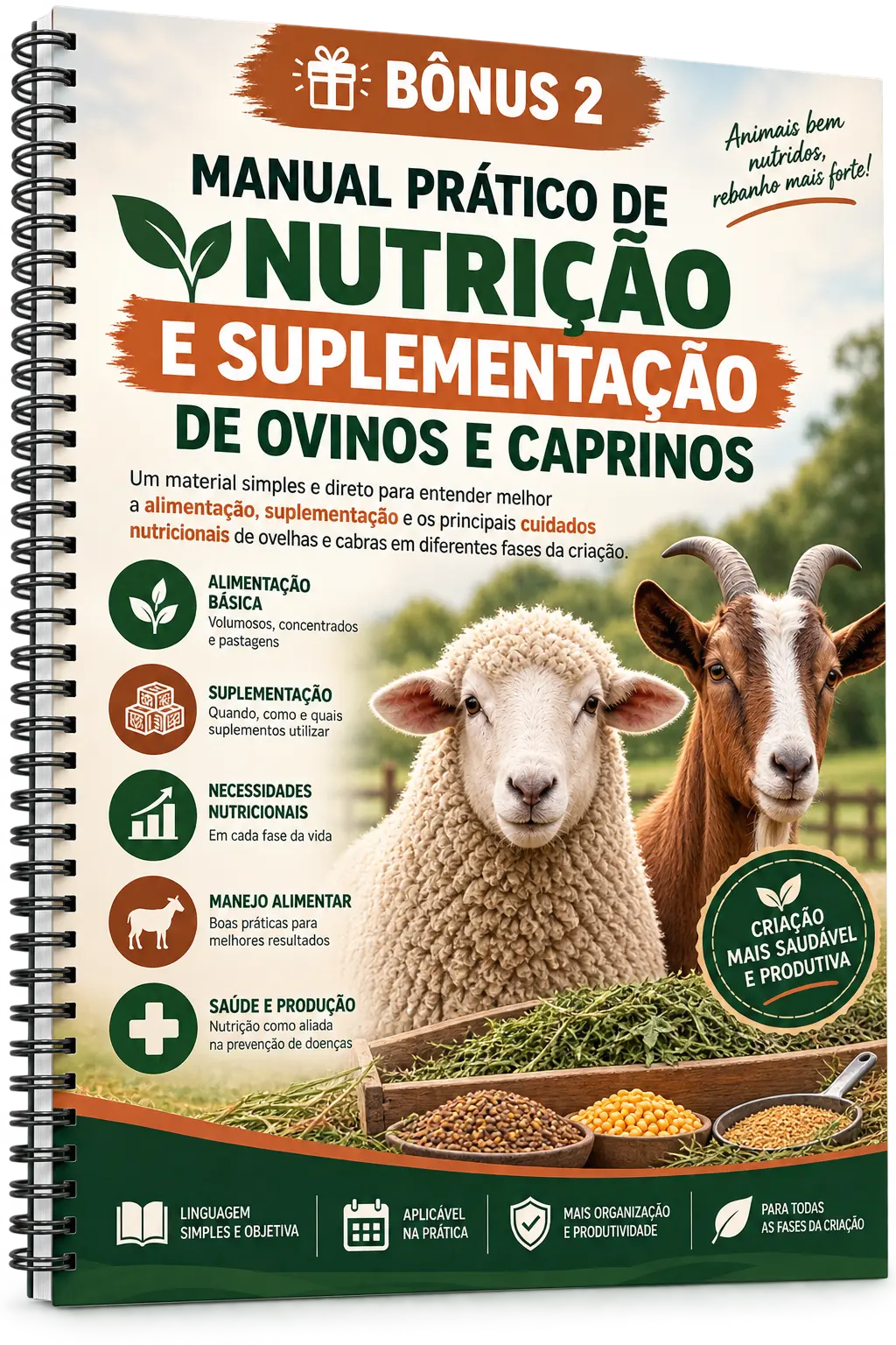 Mockup do Manual Prático de Nutrição e Suplementação de Ovinos e Caprinos